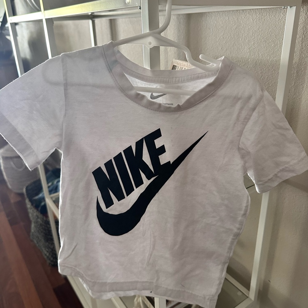 Nike Kids White and Black Logo T-Shirt